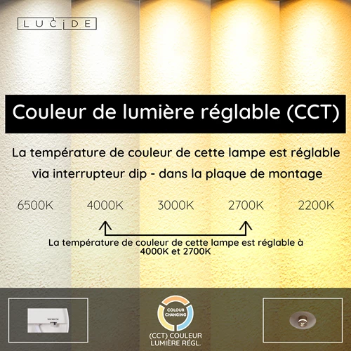 Lucide SANTIAGO - Plafonnier - Ø 23 cm - LED Dim. - CCT - 1x10W 2700K/4000K - Ambre | Premium - USP